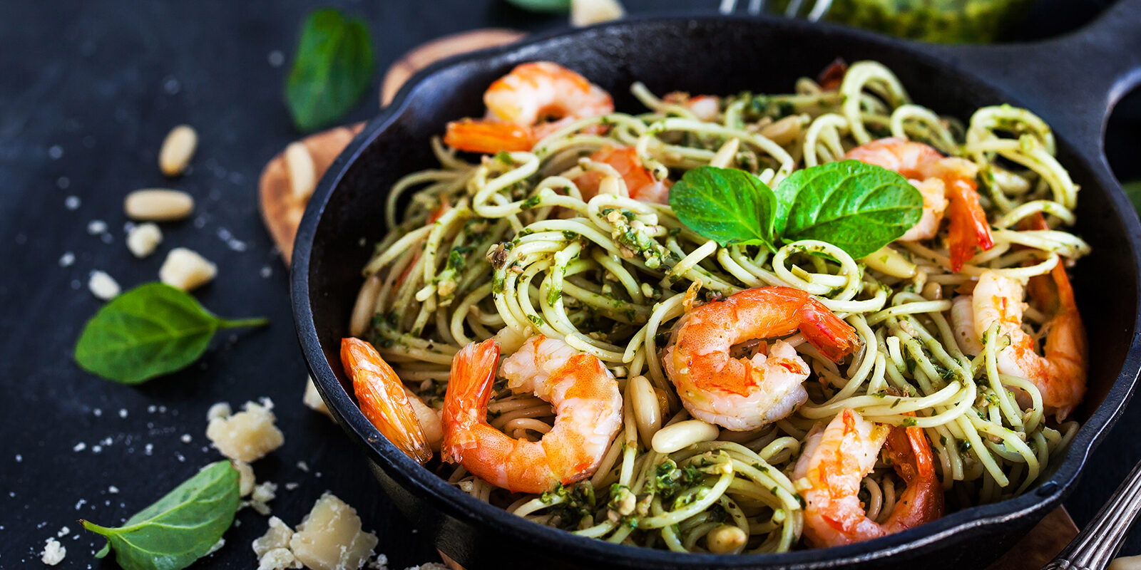 Spaghetti met pittige garnalen en Zeeuwsche Zoute Zeekraal